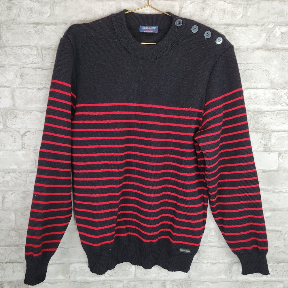 Saint James Binic Sailor Jumper Wool Striped Breton Fisherman Sweater Nautical M